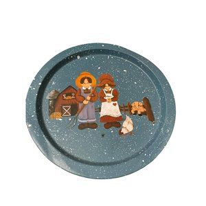 Vintage splatter tin tray farmer tray